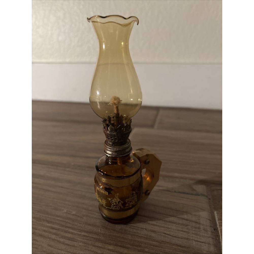 Vintage Wyoming Syrup Bottle Tea Pot Old Fashioned 7" Oil Lamp RARE 3A